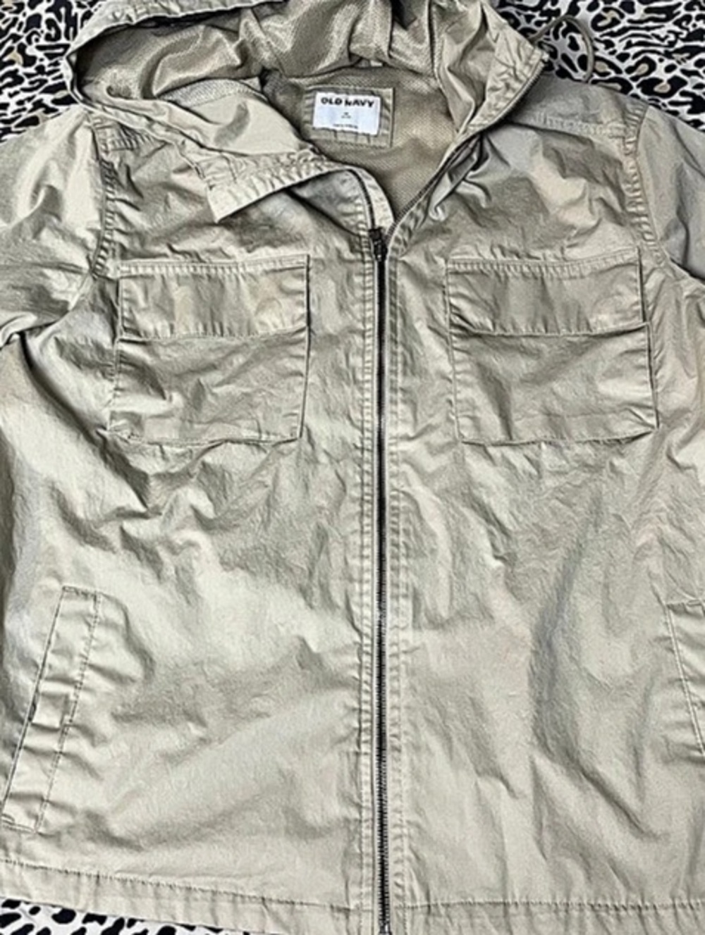 Old Navy Hooded Utility Jacket Beige Size Small Like New